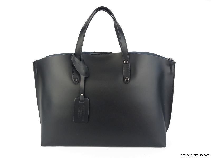 Sac pour femme en cuir lisse noir Cassie - fabriqu&eacute; en Italie