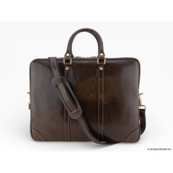 sacoche en cuir v&eacute;ritable chocolat Gavin frabrication italienne