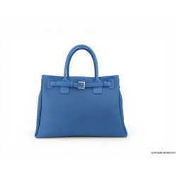 Sac femme Capri en cuir bleu aspect grain&eacute;. Collection 2026