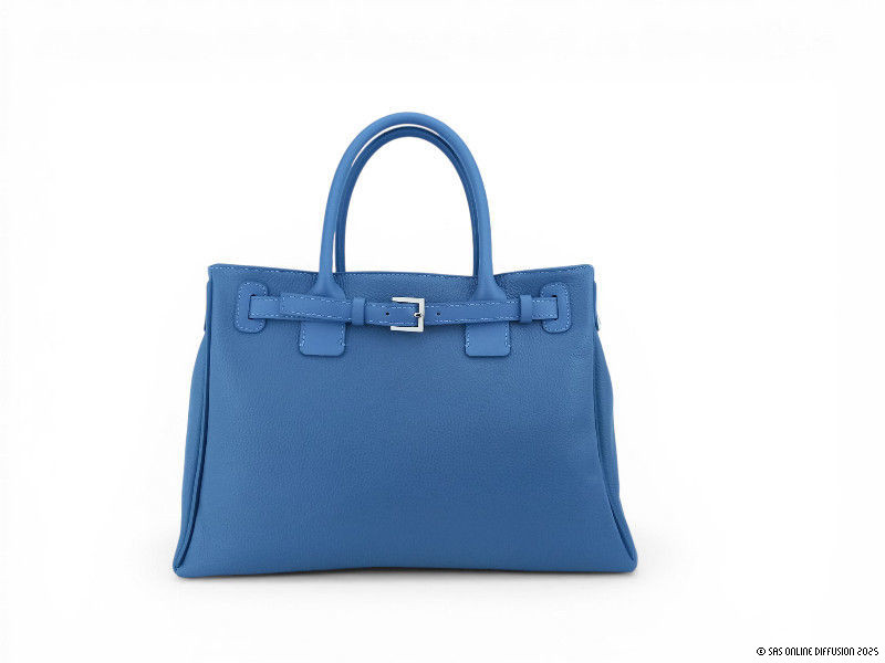 Sac femme Capri en cuir bleu aspect grain&eacute;. Collection 2026