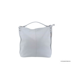 sac cabas mon-sac-italien en cuir graine blanc avec bandouliere amovible Ludmilla