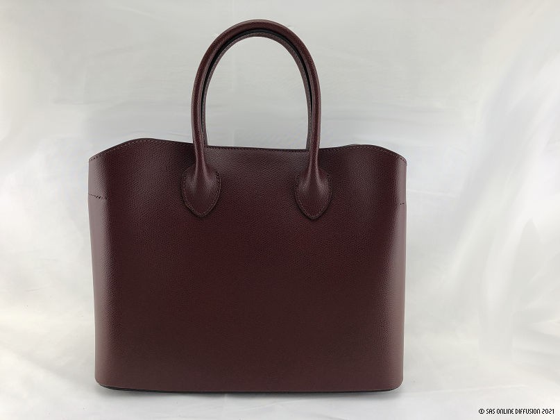 Sac &agrave; main cuir granit&eacute; bordeaux