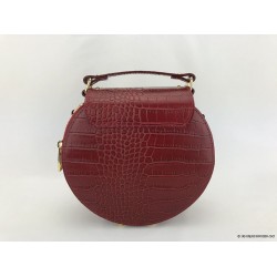 Sac &agrave; main rond grain croco rouge Verona - vue arri&egrave;re