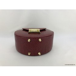 Sac &agrave; main rond grain croco rouge Verona - vue du dessous