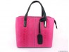Sac &agrave; main cuir effet croco fuschia Merle - Fabriqu&eacute; en Italie