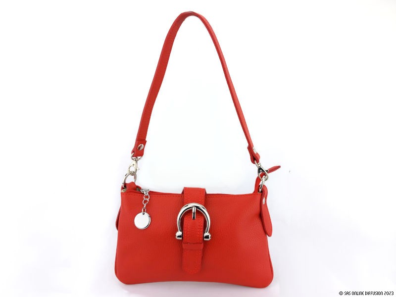 sac pochette en cuir rouge Hollie