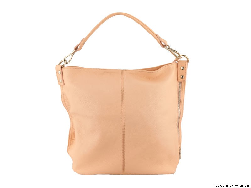 sac epaule et bandouliere, pour femme en cuir graine rose Ludmilla - fabriqu&eacute; en italie