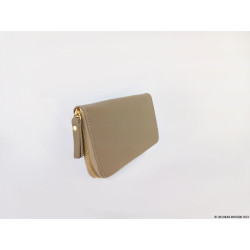 Portefeuille en cuir grain&eacute; italien taupe Oli