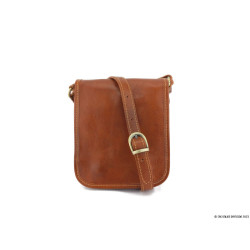 Sacoche pour homme en cuir italien cognac Jeremy