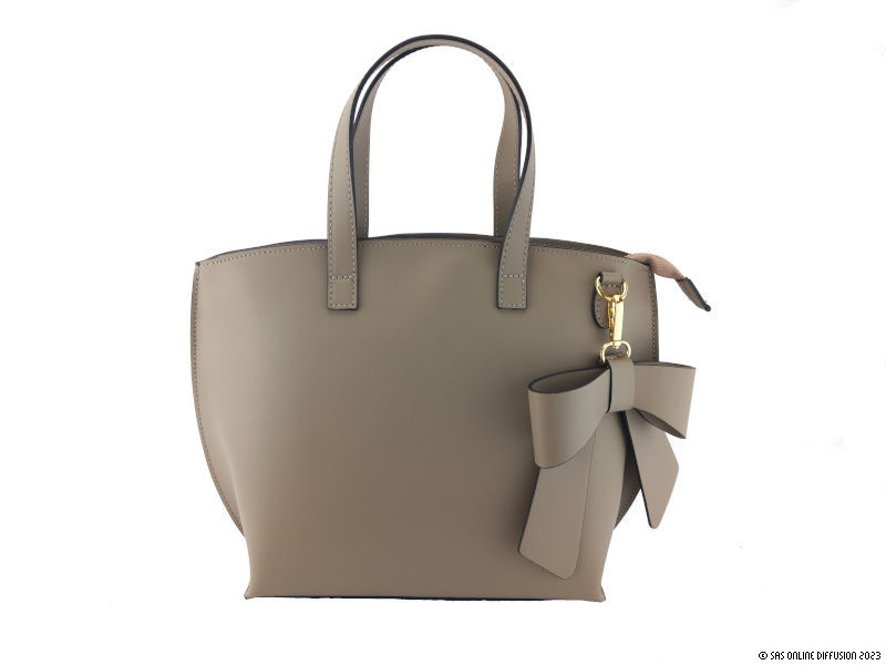 sac a main en cuir italien lisse Bella Vita - couleur Brun taupe