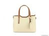 Sac a main bicolore en cuir italien lisse beige Mila