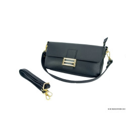 Sac de soir&eacute;e en cuir grain&eacute; noir Eleanor. Bandouli&egrave;re amovible