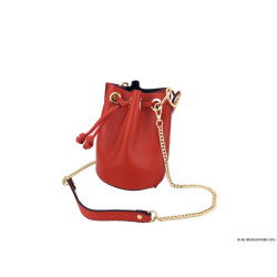 Sac seau en cuir graine rouge Alcina - Fabriqué en Italie